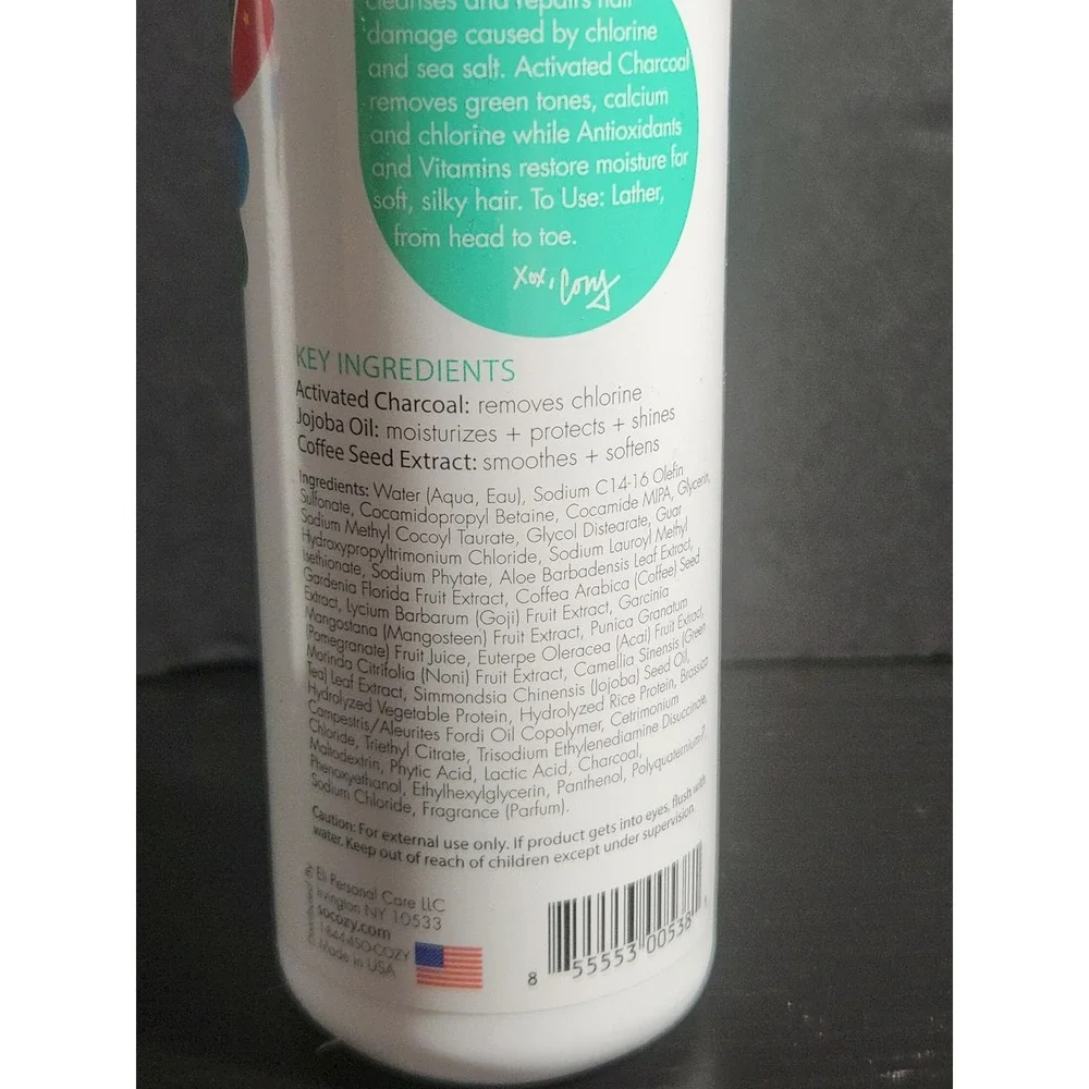 2 Pack SoCozy Kids Swim 3-in-1 Shampoo Conditioner Body Wash Charcoal 10.5oz